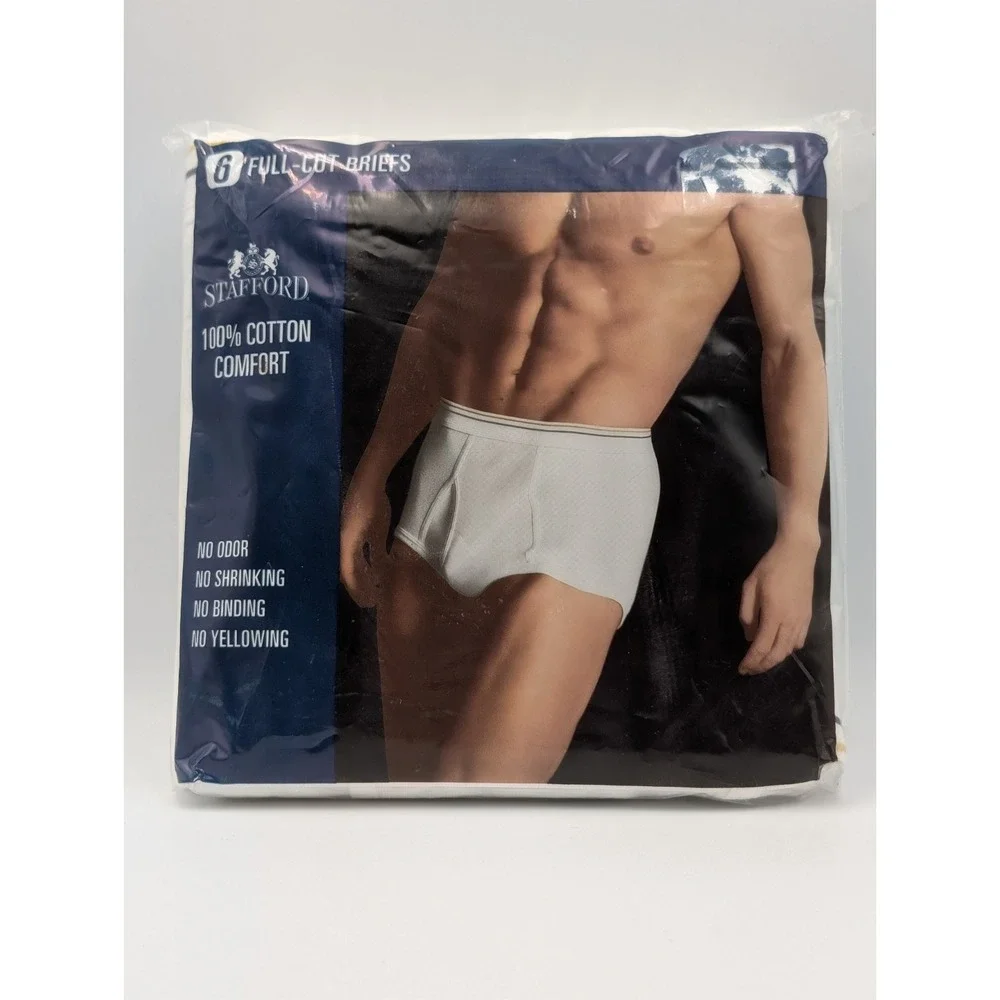 NEW Vtg Stafford Comfort Collection (6-Pack) Men's Full Cut Briefs Size 38 White